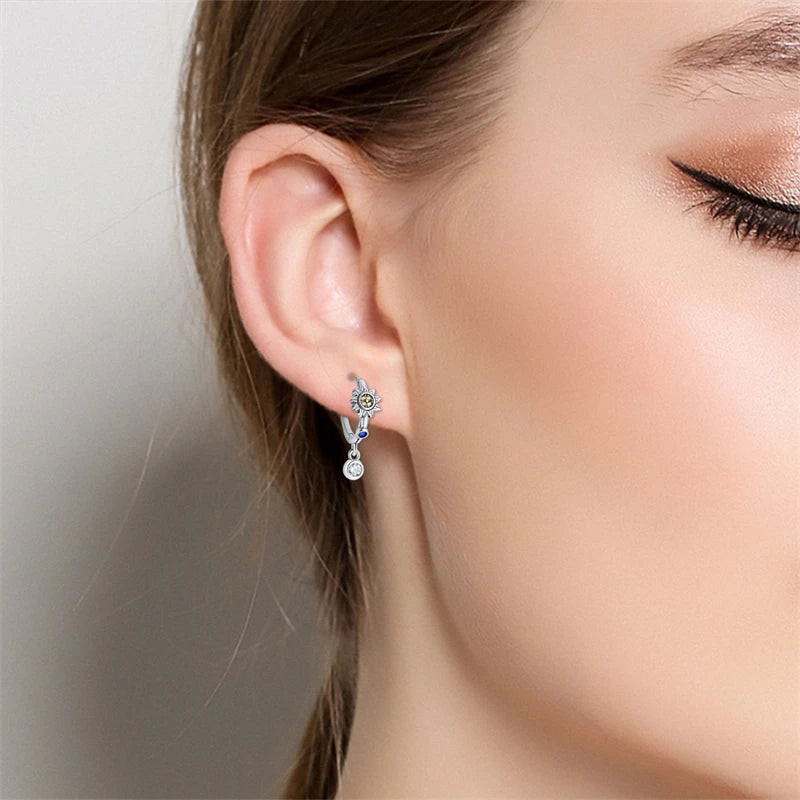 Jakarta Sun & Moon Hoops / 925 Sterling Silver - Nina Kane Jewellery