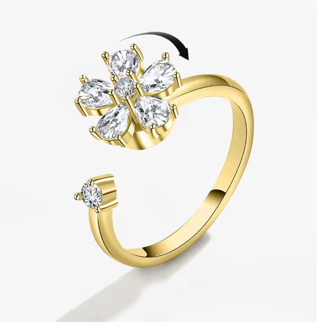 Derya Flower Spinning Ring / 925 Serling Silver - Nina Kane Jewellery