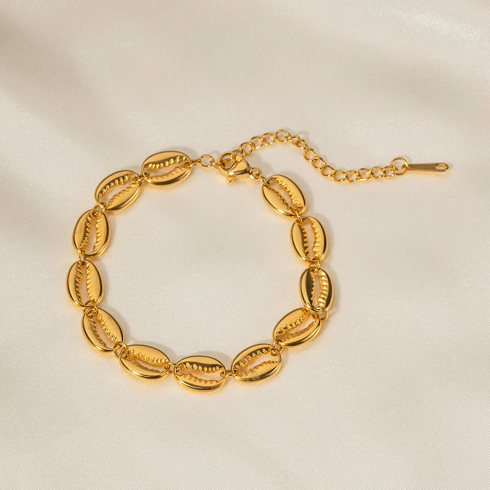 Golden Cowrie Shells Bracelet / Stainless Steel