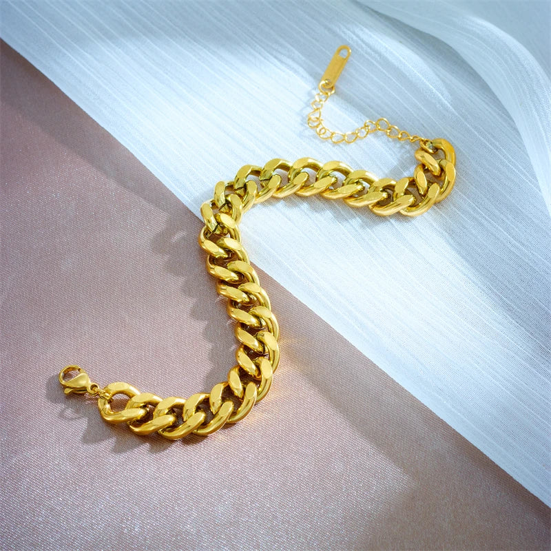 Cantana Cuban Link Bracelet / 18K Gold Plated - Nina Kane Jewellery