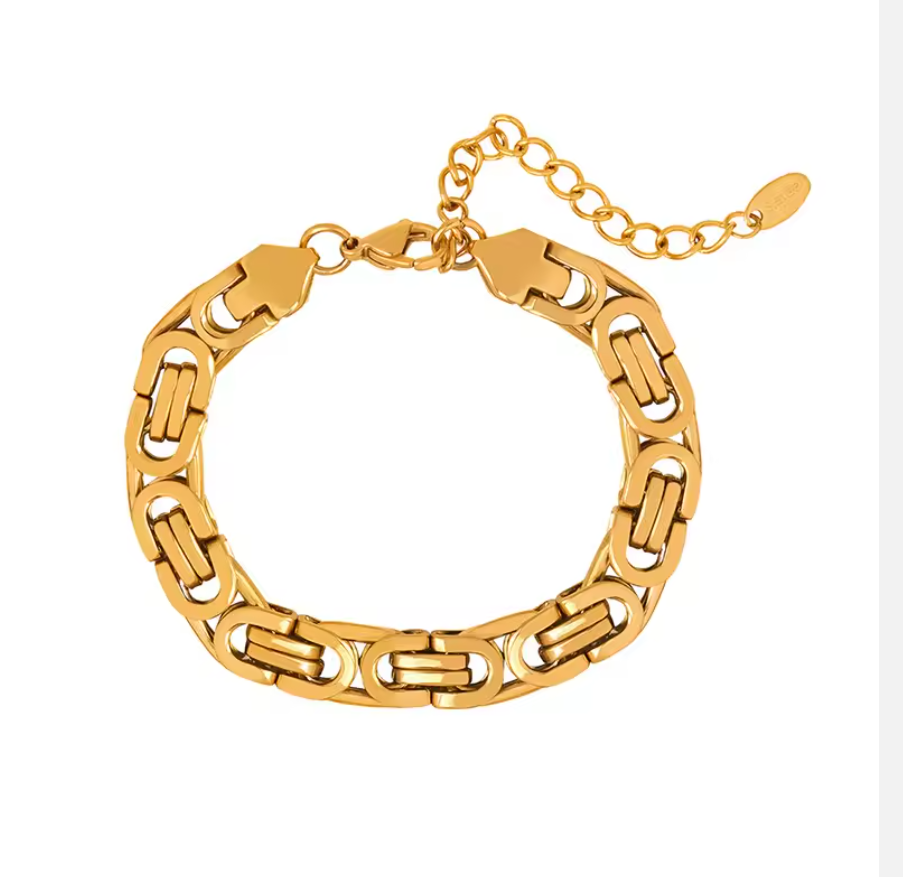 Nicole Chunky Watchband Bracelet / 18K Gold Plated - Nina Kane Jewellery