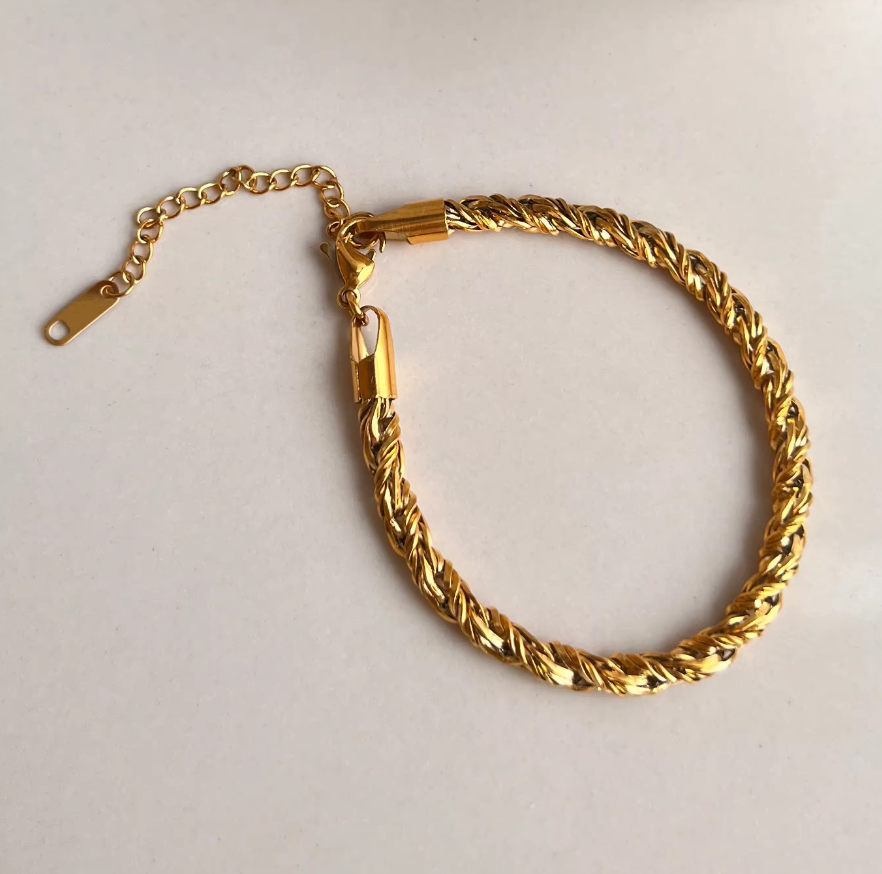 Steph Braided Rope Bracelet / 18K Gold Plated - Nina Kane Jewellery