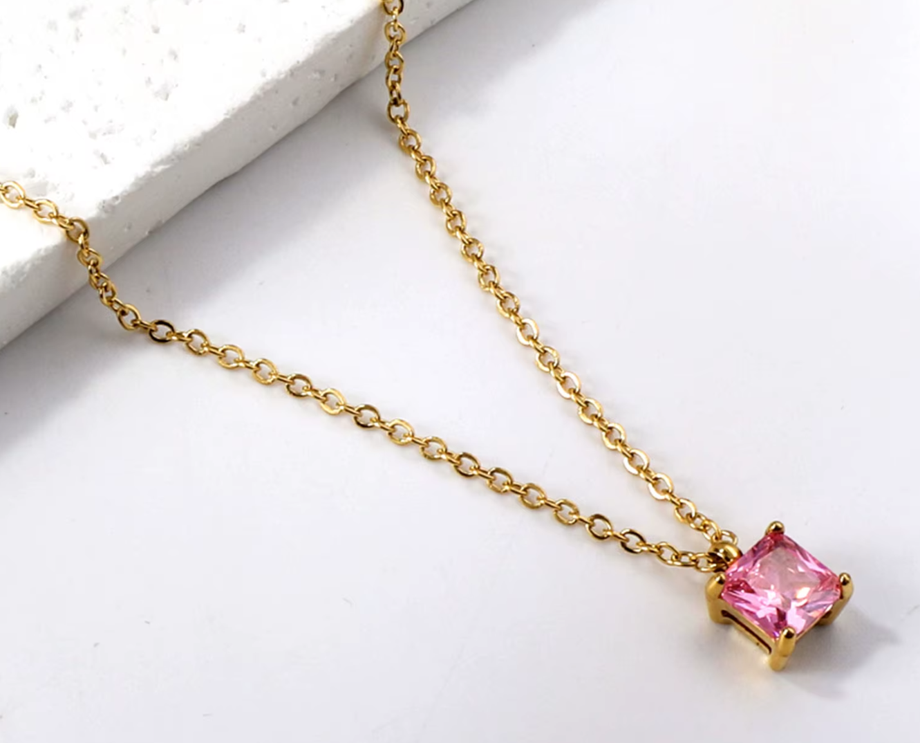Artemis Solitaire Gem Necklaces / 18K Gold Plated - Nina Kane Jewellery