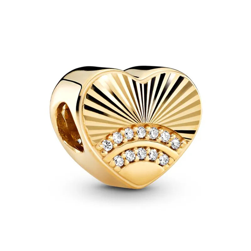 The Gold Diamond Heart Charm / Alloy - Nina Kane Jewellery