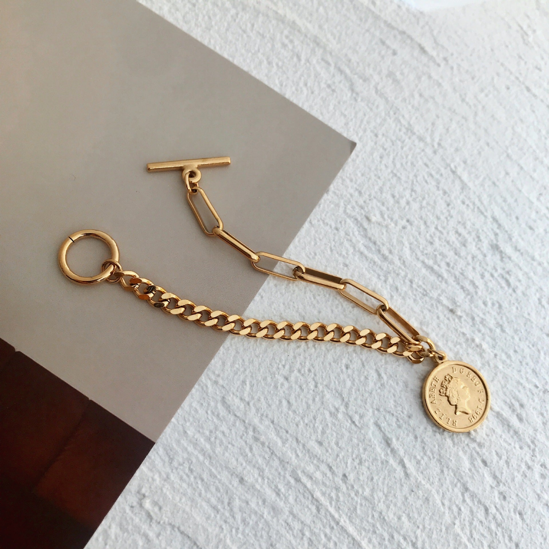 Bethany Coin Charm Bracelet / 18K Gold Plated