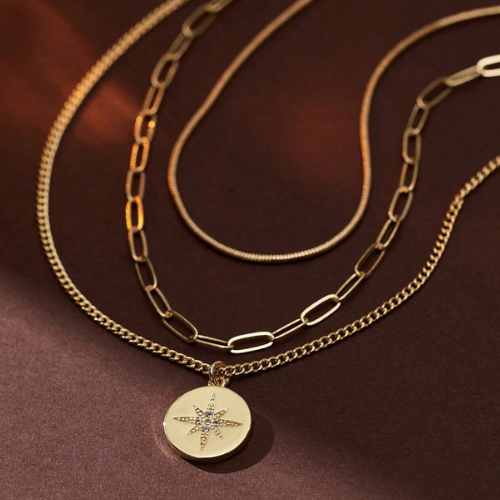 The Giselle Layered Necklace / 18K Gold Plated - Nina Kane Jewellery