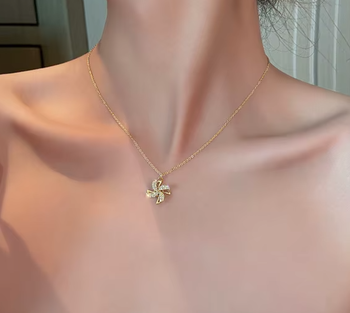 Hunter Rotating Windmill Necklace / 18K Gold Plated - Nina Kane Jewellery