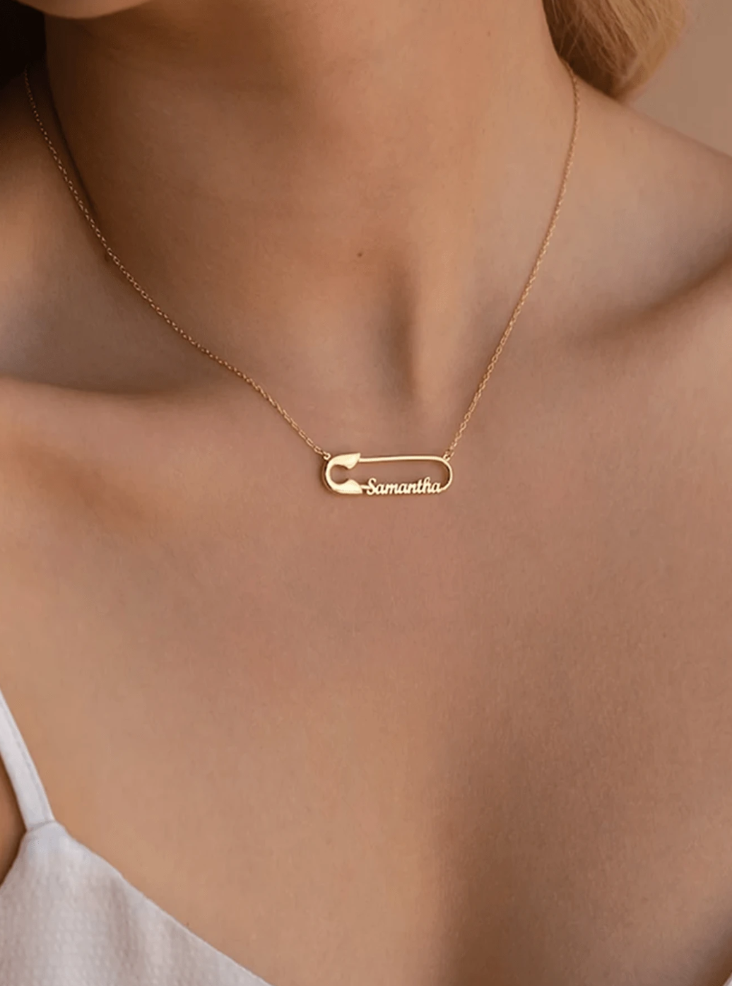 Personalised Safety Pin Name Necklace / Stainless Steel - Nina Kane Jewellery