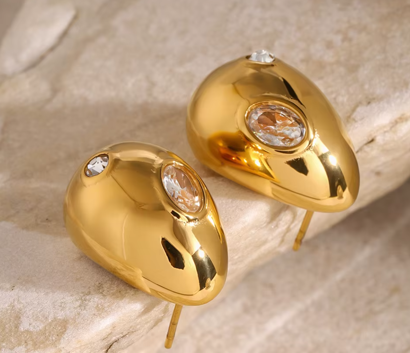 Willow Waterdrop Stud Earrings / 18K Gold Plated - Nina Kane Jewellery