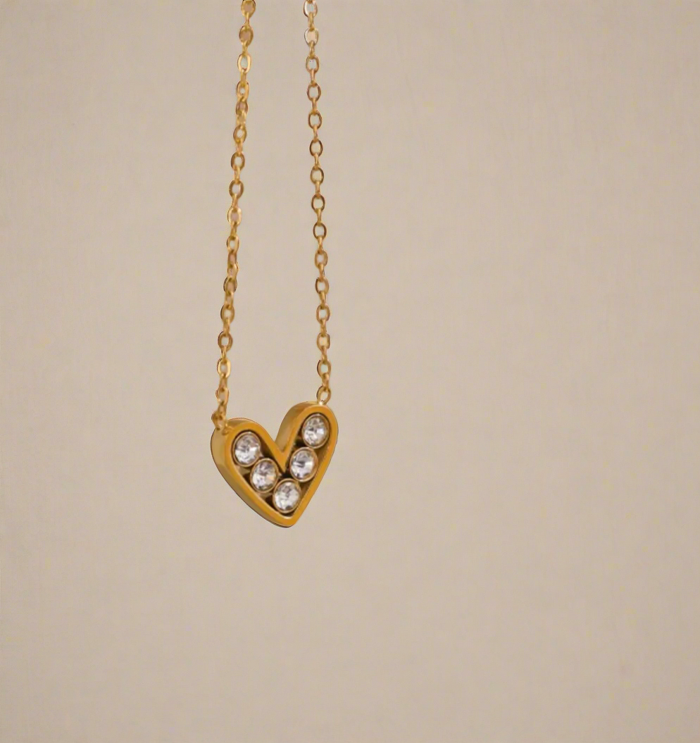 Ermina Heart Crystal Necklace /18K Gold Plated - Nina Kane Jewellery