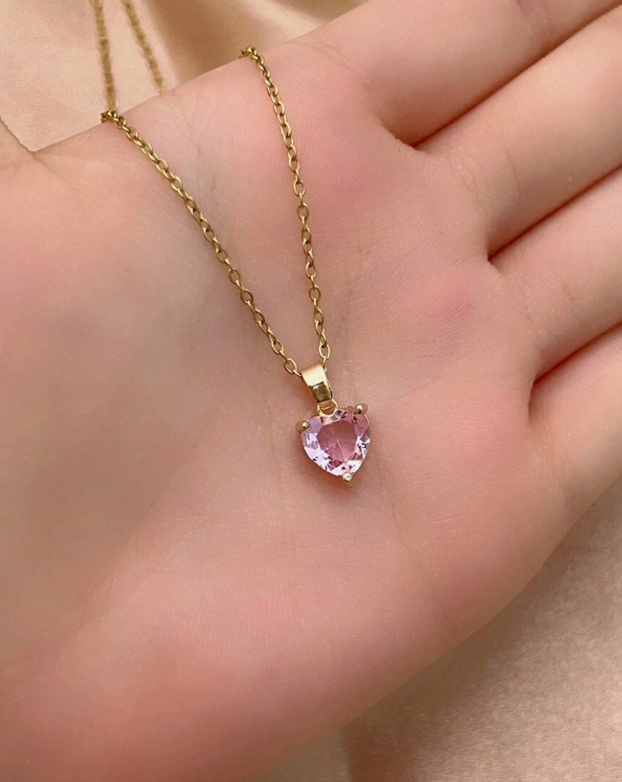 Deborah Zirconia Heart Pendants / Stainless Steel - Nina Kane Jewellery