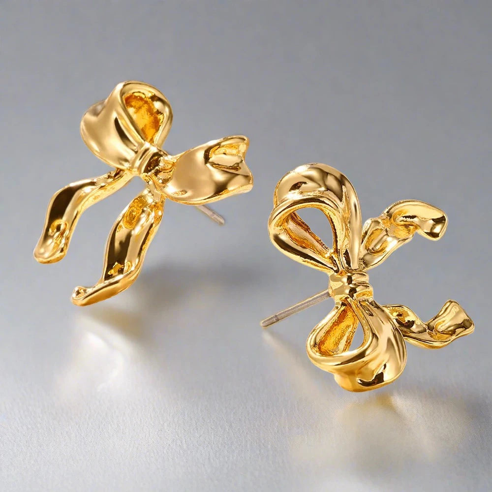 Amy Bow Earrings / Stainless Steel - Nina Kane Jewellery