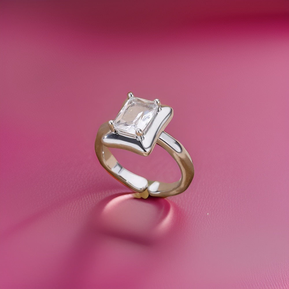 Emily Square Zircon Rings / Stainless Steel - Nina Kane Jewellery