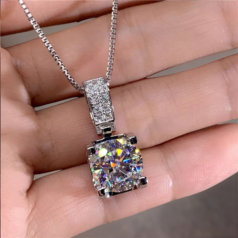 Rosalie Square Diamond Necklace / 925 Silver Plated - Nina Kane Jewellery