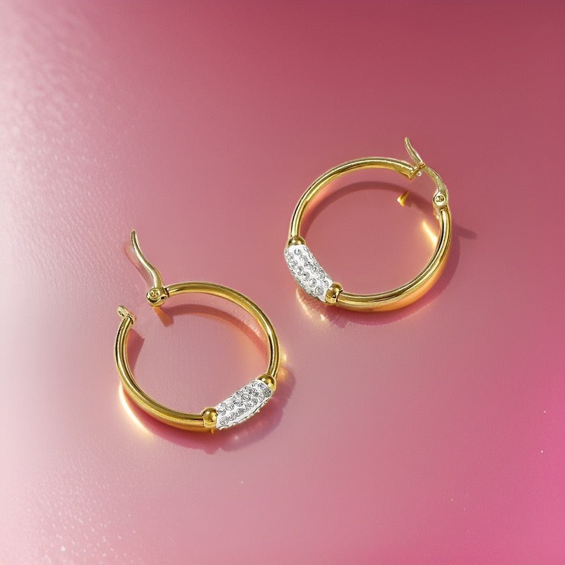 Madison Crystal Zircon Hoops / Stainless Steel - Nina Kane Jewellery