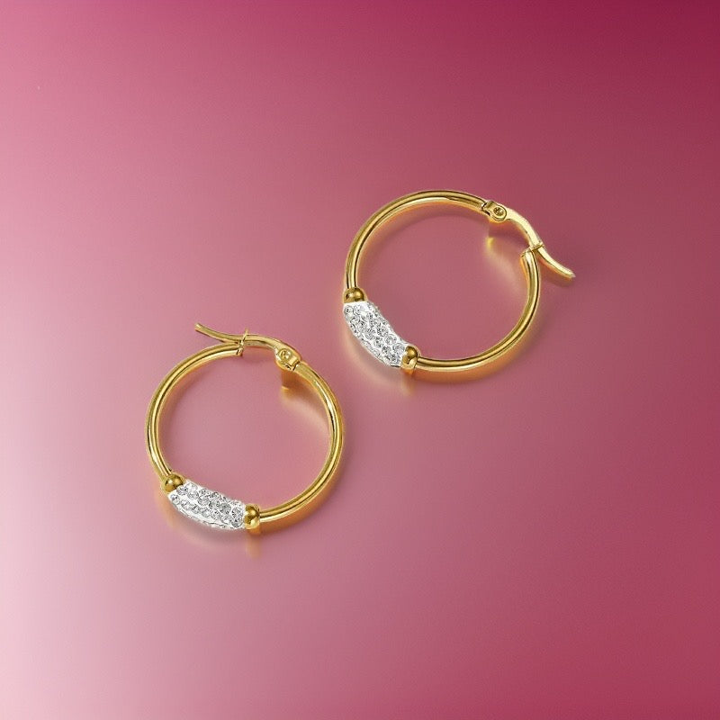 Madison Crystal Zircon Hoops / Stainless Steel - Nina Kane Jewellery