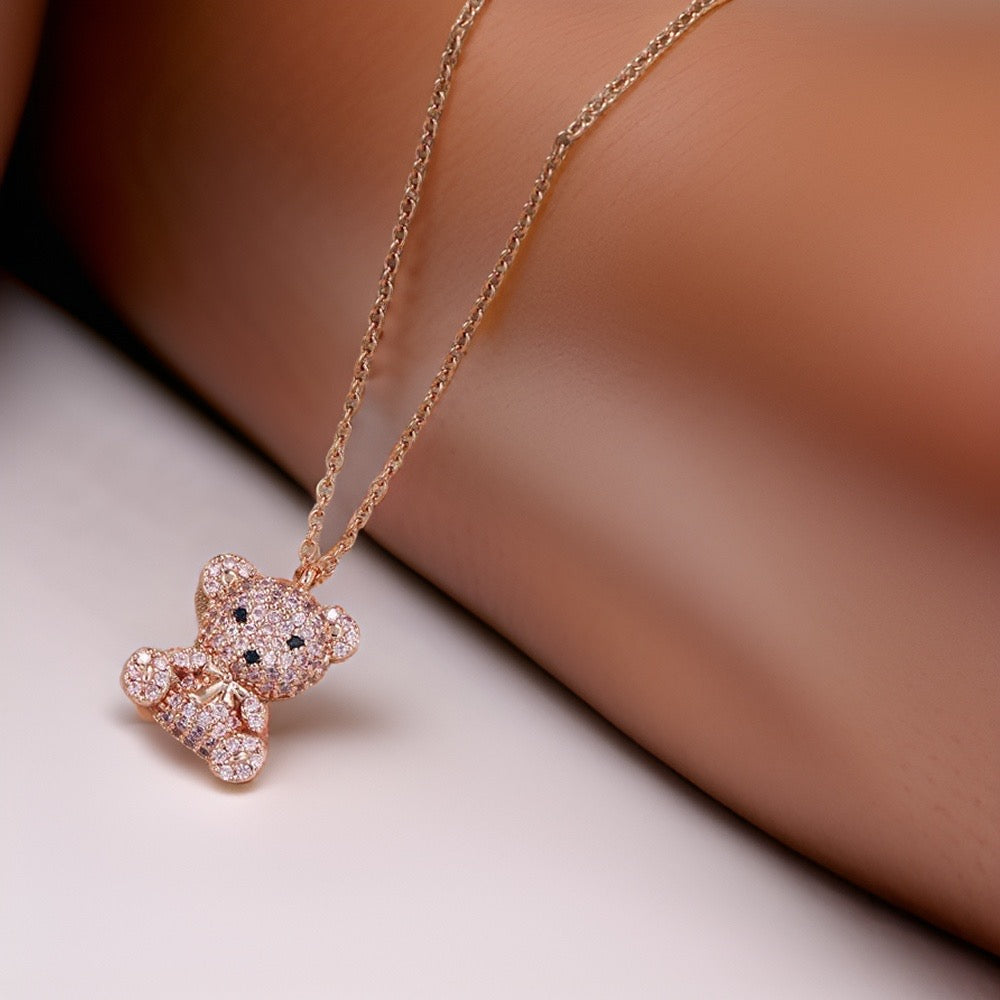 Venice Diamond Teddy Bear Pendants / Stainless Steel - Nina Kane Jewellery