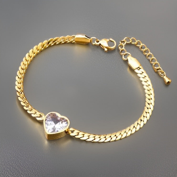 JoJo Chunky Heart Bracelets / 18K Gold Plated - Nina Kane Jewellery