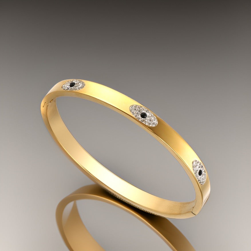 Kiara Evil Eye Bangle / Stainless Steel - Nina Kane Jewellery