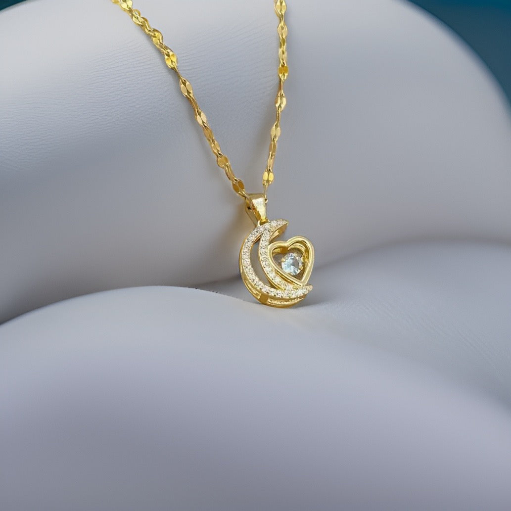 Collette Moon Heart Pendant / Stainless Steel - Nina Kane Jewellery
