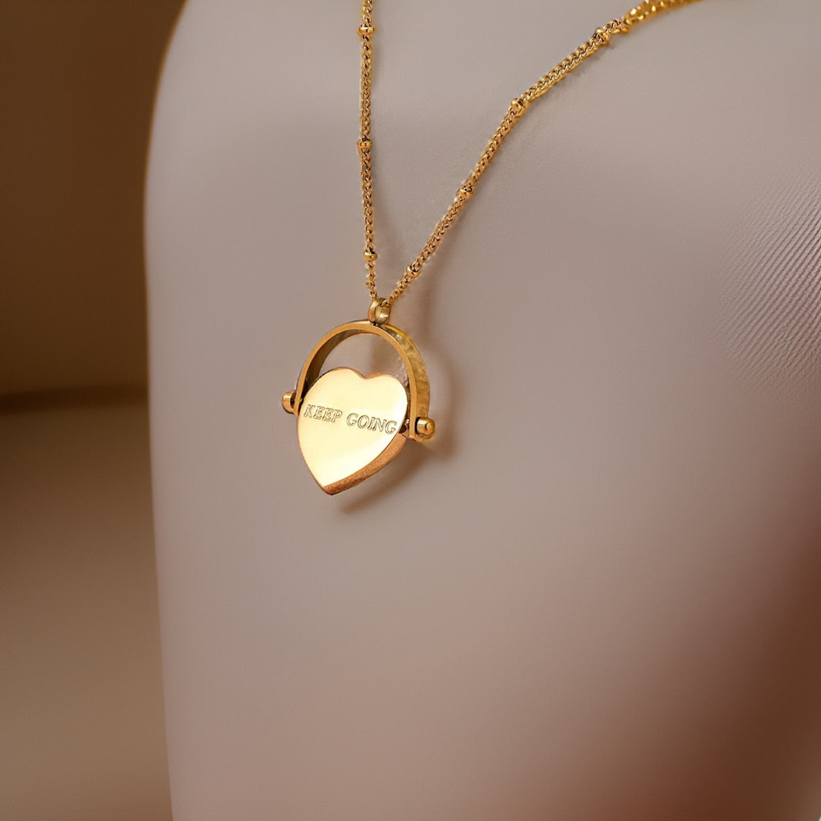 Grace Spinning Heart Necklace / 18K Gold Plated - Nina Kane Jewellery