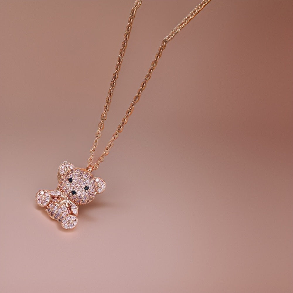 Venice Diamond Teddy Bear Pendants / Stainless Steel - Nina Kane Jewellery