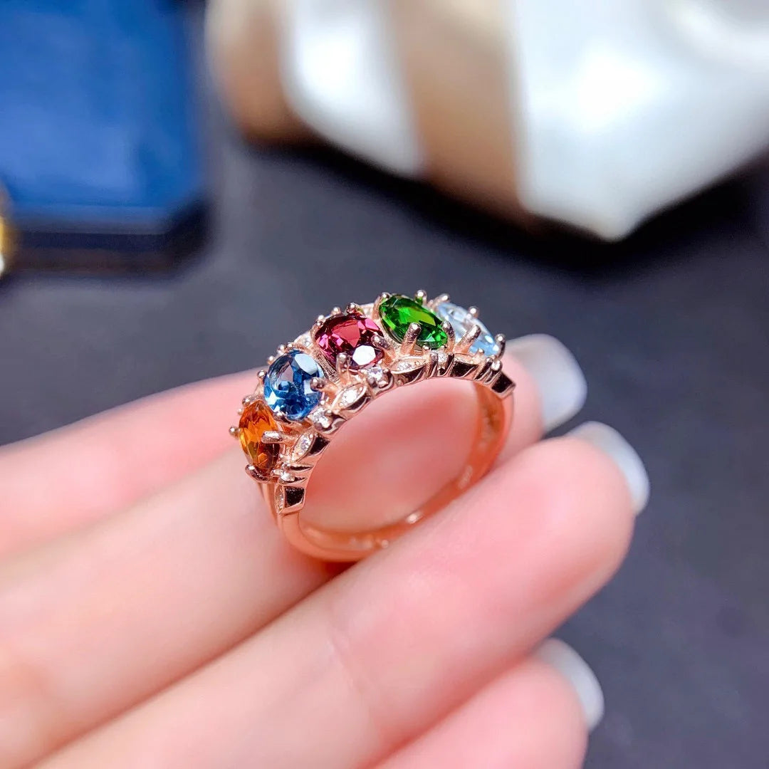 Clair Rose Gold Multicolour Ring / 925 Sterling Silver - Nina Kane Jewellery