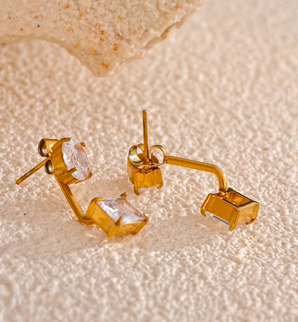 Christa Cubic Zirconia Earrings / 18K Gold Plated - Nina Kane Jewellery