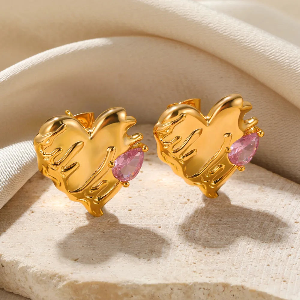 Augusta Melting Heart Earrings / Stainless Steel - Nina Kane Jewellery