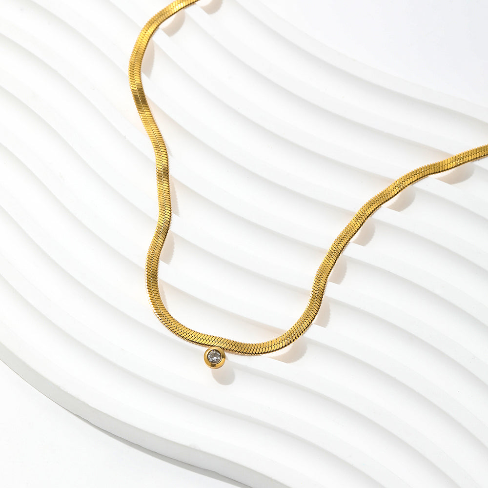 Ilaria Snake Chain Diamond Necklace / 18K Gold Plated