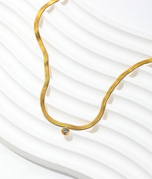 Ilaria Snake Chain Diamond Necklace / 18K Gold Plated