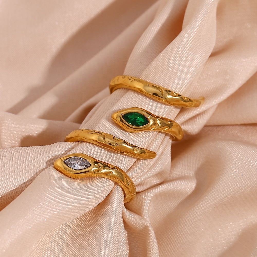 Stacey Zircon Diamond Snake Rings / 18K Gold Plated