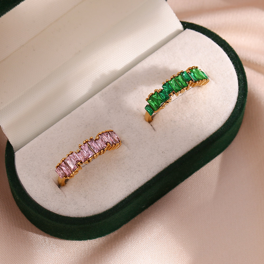 Sheridan Baguette Zircon Rings / Stainless Steel