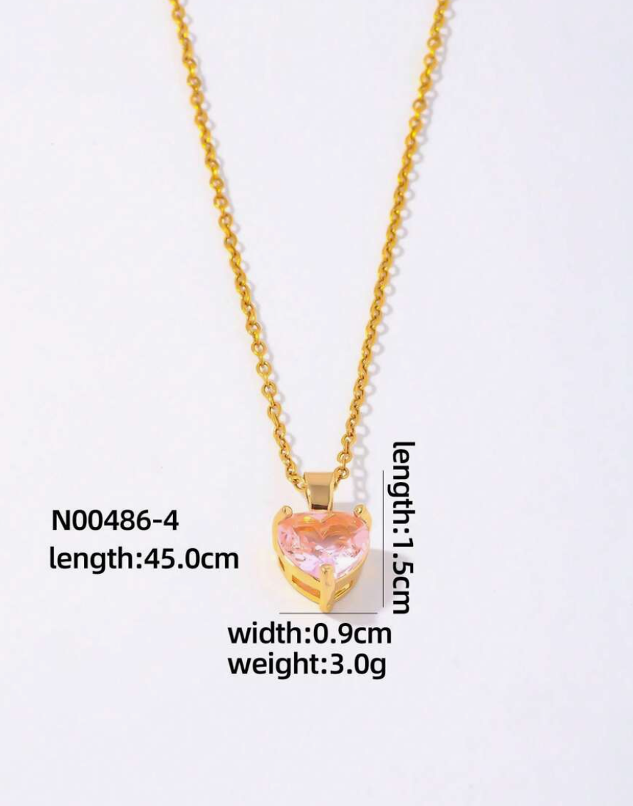 Deborah Zirconia Heart Pendants / Stainless Steel - Nina Kane Jewellery