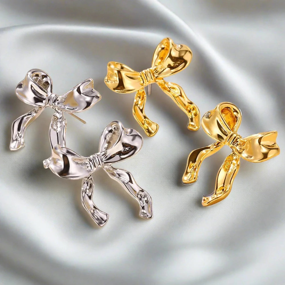 Amy Bow Earrings / Stainless Steel - Nina Kane Jewellery