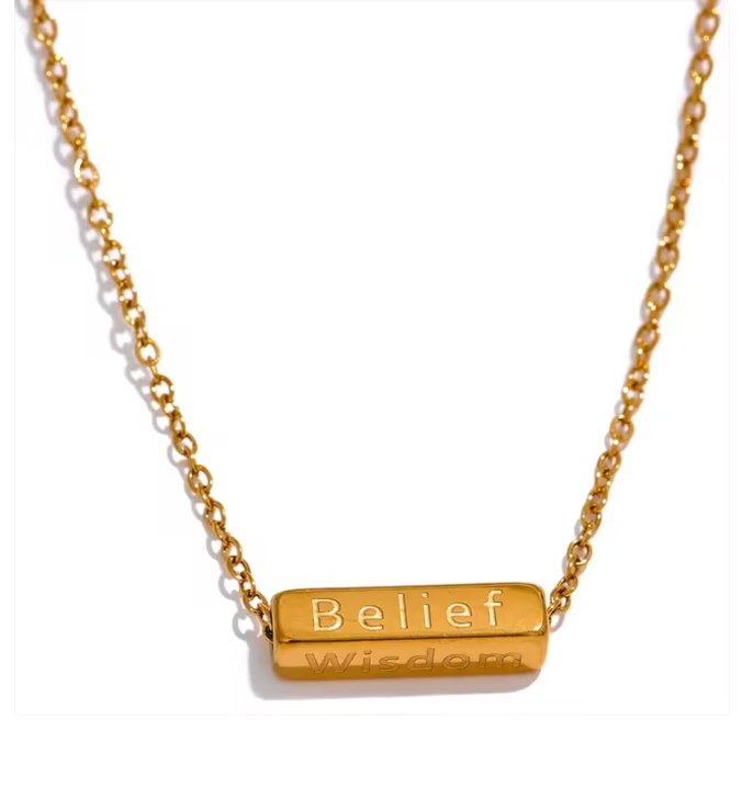 Positivity 4 Sided Bar Necklace / 18K Gold Plated - Nina Kane Jewellery