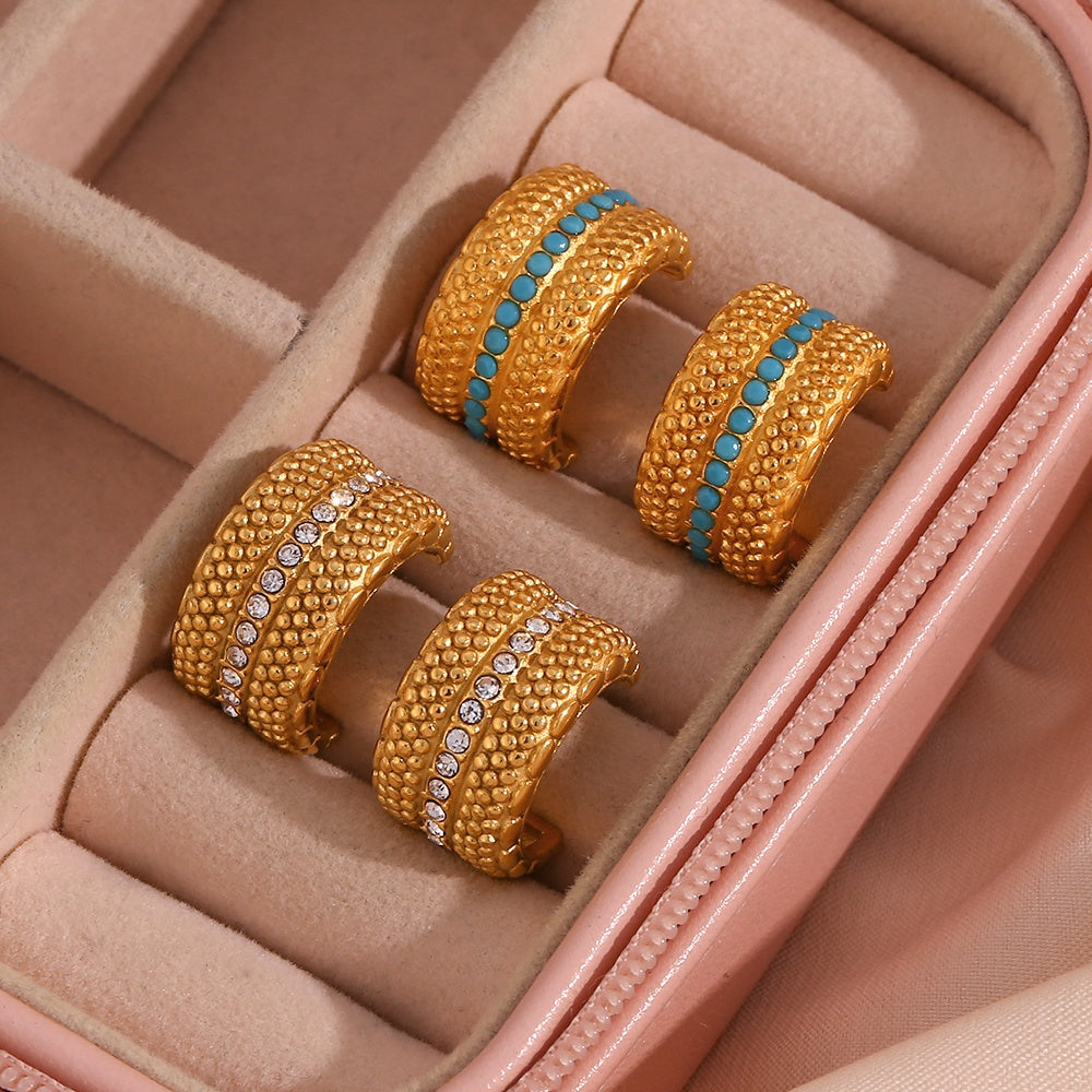 Athens Chunky Beaded Hoop Earrings / 18K Gold Plated