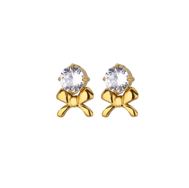 The Twinkle & Bow Studs / 18K Gold Plated - Nina Kane Jewellery