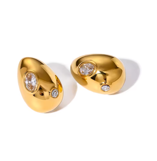 Willow Waterdrop Stud Earrings / 18K Gold Plated - Nina Kane Jewellery