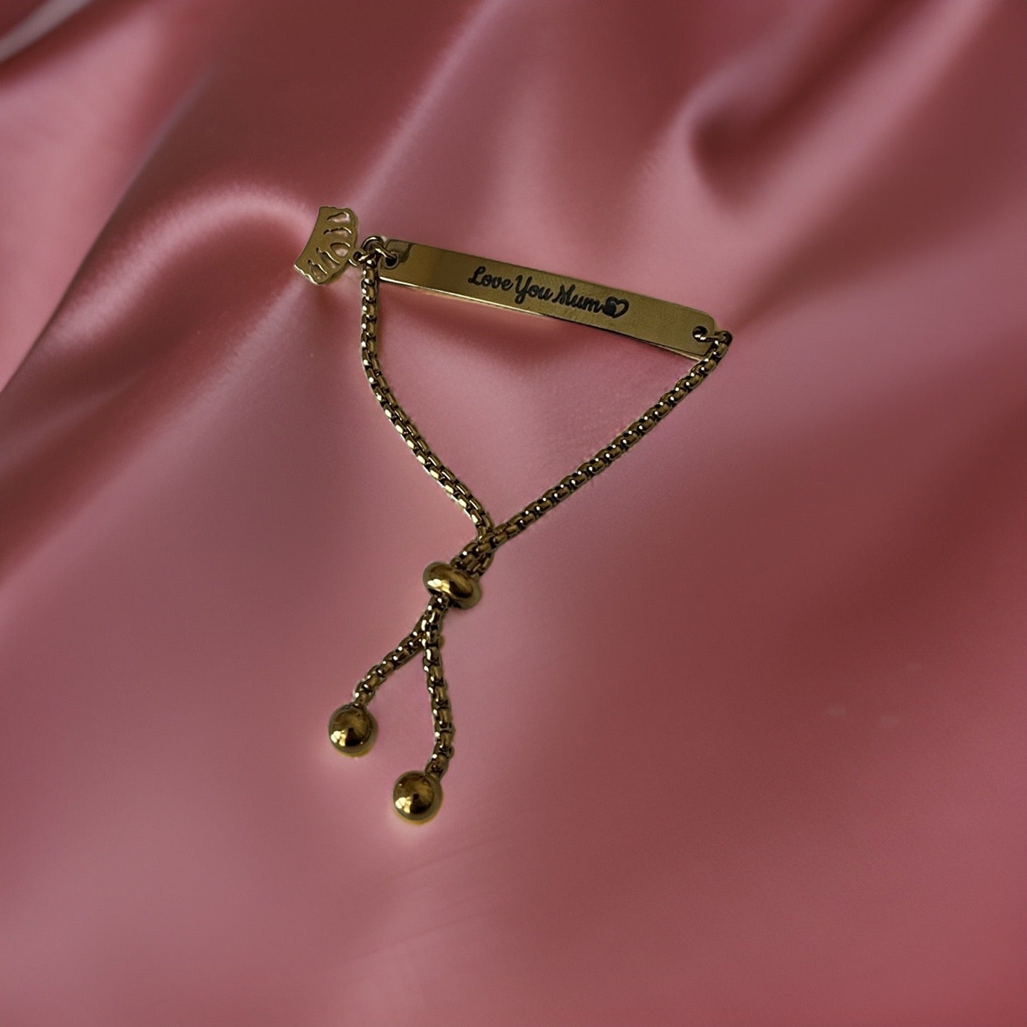 PETITE "Love You Mum" Crown Silder Bracelets / 18K Gold Plated - Nina Kane Jewellery