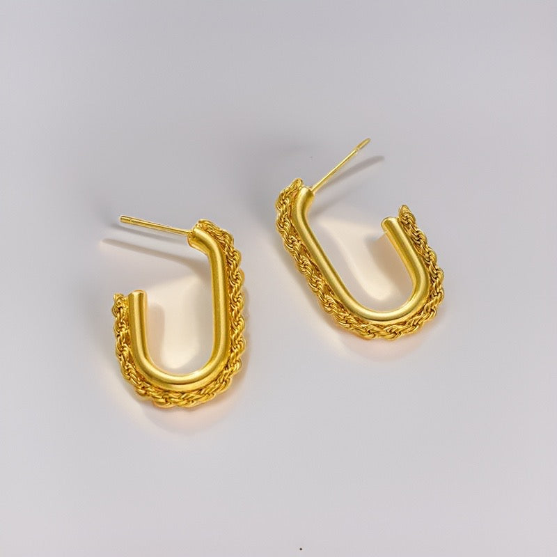 Jasmine Twist U Shape Earrings / Stainless Steel - Nina Kane Jewellery