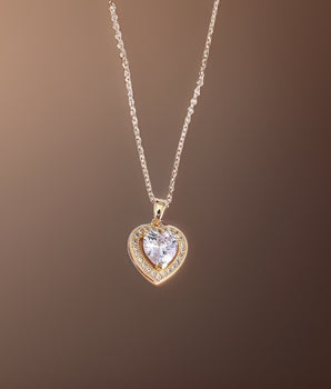 Dhalia Gold Heart Necklace / Stainless Steel - Nina Kane Jewellery