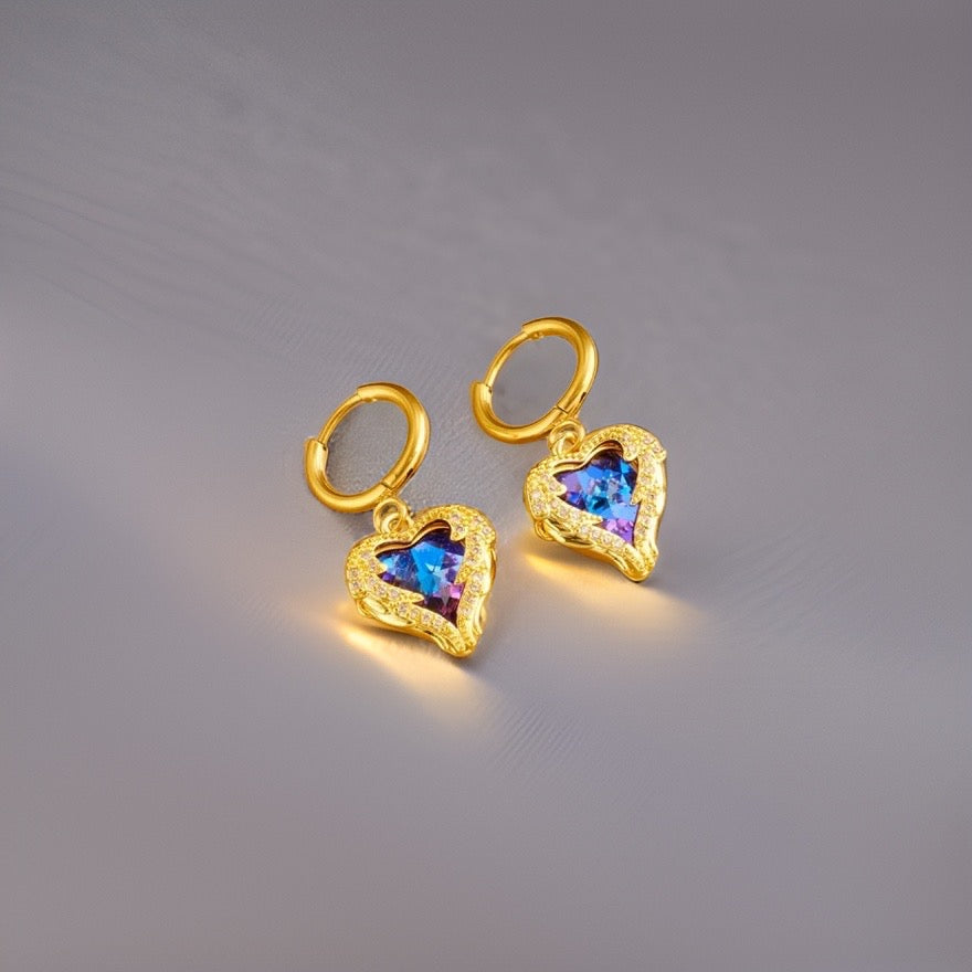 Trinity Ocean Heart Earrings / Stainless Steel - Nina Kane Jewellery