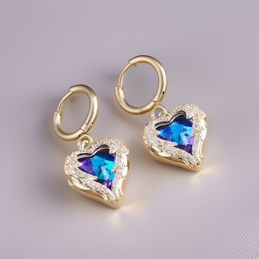 Trinity Ocean Heart Earrings / Stainless Steel - Nina Kane Jewellery