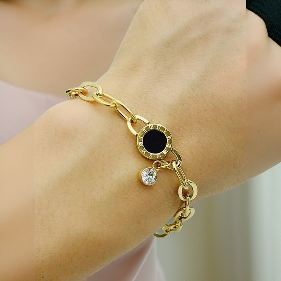 Kellie Roman Numeral Bracelet / 18K Gold Plated - Nina Kane Jewellery