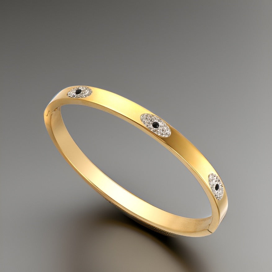 Kiara Evil Eye Bangle / Stainless Steel - Nina Kane Jewellery