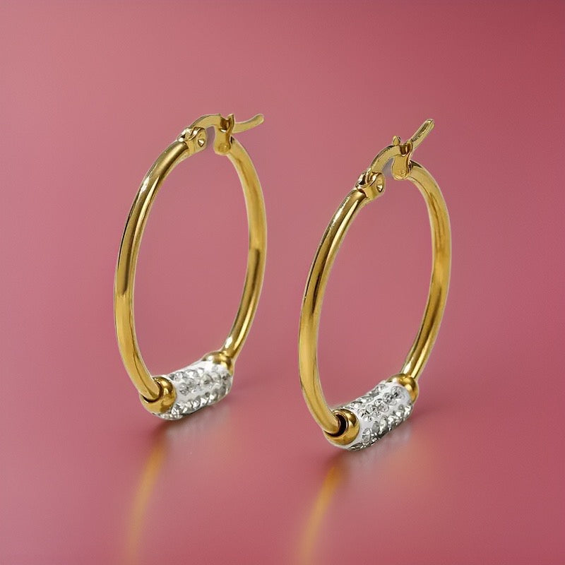 Madison Crystal Zircon Hoops / Stainless Steel - Nina Kane Jewellery