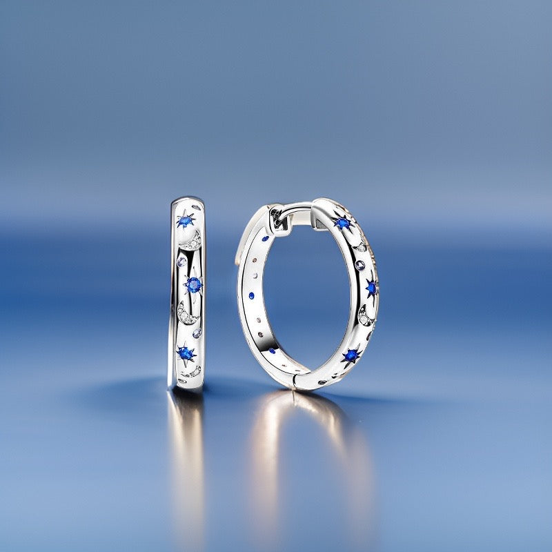 Althea Starry Sky Hoop Earrings / 925 Sterling Silver - Nina Kane Jewellery
