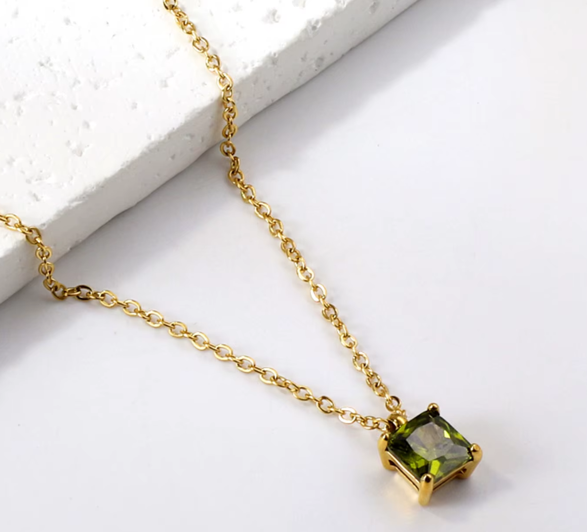Artemis Solitaire Gem Necklaces / 18K Gold Plated - Nina Kane Jewellery