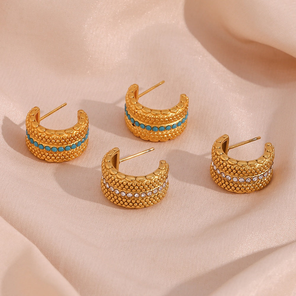 Athens Chunky Beaded Hoop Earrings / 18K Gold Plated